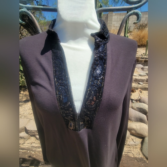 NWT Talbots Petite Embellished Black Tunic - Picture 2 of 4